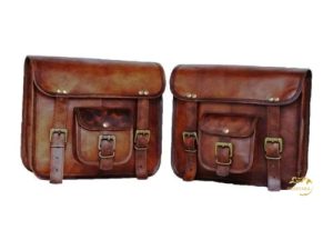 Motorcycle Side Pouch Brown Leather Side Pouch Saddlebags Saddle Panniers 2Bag