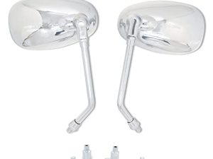 WENLICP Motorcycle Mirrors Rear View Side Mirrors And Bar End Mirrors Universal 10mm Chrom For Honda ATV UTV Suzuki Kawasaki And More…