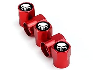 WOSITE 5Pcs Skull Logo Tire Valve Stem Caps with O Rubber Ring