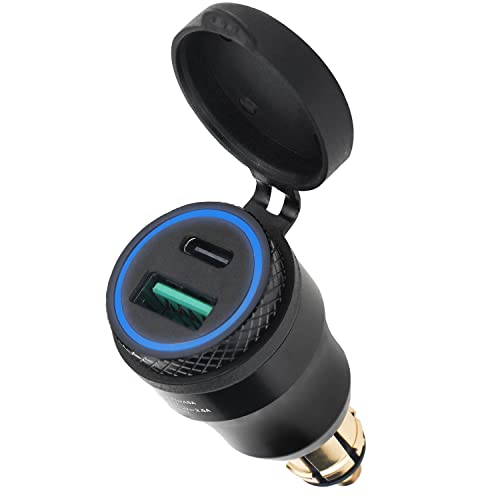 Tecreddy Motorcycle Power Adapter DIN Hella Plug to Quick Charge 3.0 USB & Type C Charger Compatible with BMW Triumph Tiger Ducati Motorcycle Tecreddy Motorcycle Power Adapter DIN Hella Plug to Quick Charge 3.0 USB & Type C Charger Compatible with BMW Triumph Tiger Ducati Motorcycle