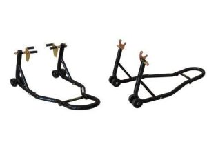 ALPHA MOTO Black Motorcycle Stand Front Fork Lift and Rear Swingarm Spool Wheel Lift Stand Combo Stands Sport Bike Fit for Suzuki Yamaha Honda Kawasaki YZF R1 R6 ZX 6R 7R 9R CBR 600RR 1000RR GSXR