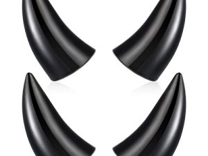 4 Pcs Motorcycle Helmet Horns Devil Large Devil Horns for Helmet Motorcycle Helmet Accessories with Suction Cups Halloween 3D Devil Bull Horn for Truck Bike Helmet Car Bumper Christmas Gift (Black)