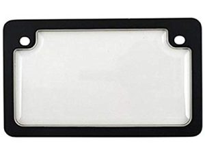 Custom Accessories Combos 92776 Clear Unbreakable Motorcycle License Plate Shield and Frame Combo with Black Frame