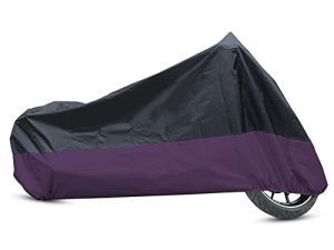 uxcell Motorcycle Cover Bike All Season Waterproof Dustproof Protective Outdoor Motorbike Rain Cover 190T L Black Purple for Honda CB CR CRF VFR 200 400 650 750 CBR 600 1000 RR Scooter