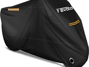 Favoto Motorcycle Cover All Season Universal Weather Quality Waterproof Sun Outdoor Protection Durable Night Reflective with Lock-Holes & Storage Bag Fits up to 96.5" Motorcycles Vehicle Cover