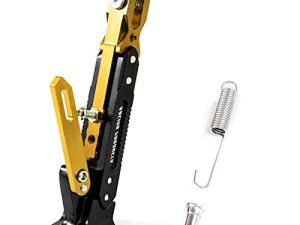Universal Motorcycle Kickstand Accessories Adjustable Tripod Holder Side Parking Foot Support CNC Aluminum Foot Stand for Scooter Modified Motorbike Dit Pit Bike (Gold)