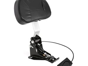 INNOGLOW Motorcycle Adjustable Driver Backrest Rider Backrest with Chrome Mounting Kit for Harley Touring Electra Glide Road Glide Road King Street Glide CVO 2009-UP