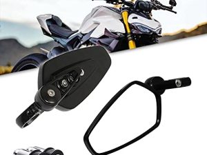 DREAMIZER Motorcycle Handlebar End Mirrors 7/8" 22mm Universal Bar End Rear View Side Mirror Compatible with Grom Street Bike Dirt Bike Quad ATV Jet Ski- Black