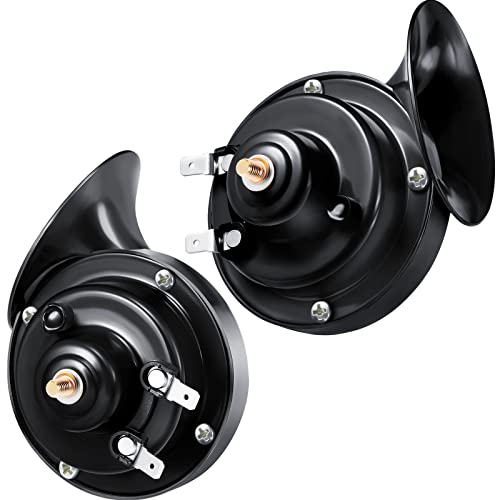 300DB Loud Train Horn for Truck Electric Snail Horns 12V High and Low Horns Waterproof Auto Horn Loud Air Electric Snail Single Horns with Brackets and Screws for Car Motorcycle (Black) 300DB Loud Train Horn for Truck Electric Snail Horns 12V High and Low Horns Waterproof Auto Horn Loud Air Electric Snail Single Horns with Brackets and Screws for Car Motorcycle (Black)