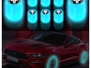 8PCS Glow in The Dark Skull Tire Valve Stem Caps