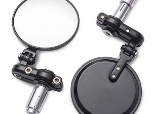 MICTUNING Universal Motorcycle Mirrors - 3 Inch Round Folding Bar End Side Mirror Compatible with Honda