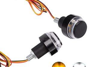 R REIFENG 2pcs Motorcycle Turn Signals Bulb Indicators Blinkers Lights Motorcycle Handlebar End Light Plug Side Marker Lamp Accessory