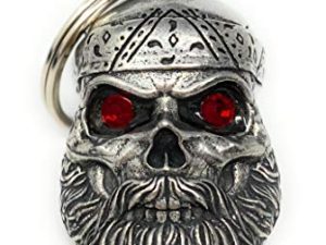 Old School Biker Diamond Skull Bell Motorcycle Biker Bell Accessory or Key Chain for Luck