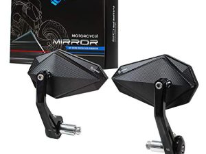 FENRIR CNC Aluminum Alloy Cafe Racer Black Motorcycle Bar End Mirrors Side 22MM 7/8" Inch Handlebar Mirror Universal Rear View For M8/M6 Standard Super Sport Naked Street Bike Cruiser Scooter Minimoto