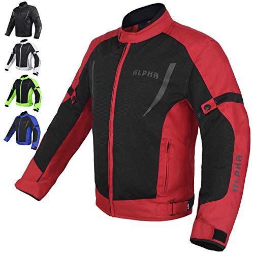 ALPHA CYCLE GEAR HI VIS MESH MOTORCYCLE JACKET FOR MENS RIDING BIKERS RACING DUAL SPORTS BIKE ARMORED PROTECTIVE (RED ALPHA CYCLE GEAR HI VIS MESH MOTORCYCLE JACKET FOR MENS RIDING BIKERS RACING DUAL SPORTS BIKE ARMORED PROTECTIVE (RED