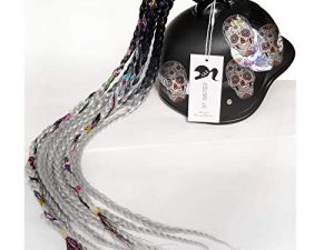 3T-SISTER Helmet Pigtails Gradient Ramp Helmet Braids Ponytail Helmet Hair with Suction Cup for Motor Bike 1PCS 24inch (Helmet not Included)