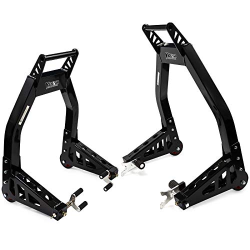 Venom Sport Bike Motorcycle Stand Front & Rear Motorcycle Lift Combo - Black Universal Front Fork & Swingarm Y & Paddle Lift Bike Stand Set Venom Sport Bike Motorcycle Stand Front & Rear Motorcycle Lift Combo - Black Universal Front Fork & Swingarm Y & Paddle Lift Bike Stand Set