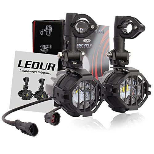 LEDUR Motorcycle Auxiliary Lights LED Spot Driving R1200GS Fog Lights Turn Signal DRL Compatible with R1200GS F800GS K1600 KTM Fits Universal Motorcycle 40W 6000K Spot Driving Fog Lamps LEDUR Motorcycle Auxiliary Lights LED Spot Driving R1200GS Fog Lights Turn Signal DRL Compatible with R1200GS F800GS K1600 KTM Fits Universal Motorcycle 40W 6000K Spot Driving Fog Lamps