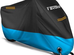 Favoto Motorcycle Cover 96.5 inches Length All Season Universal Weather Waterproof Sun Outdoor Protection Durable Night Reflector with Lock-Holes & Storage Bag Motorbike Vehicle Cover