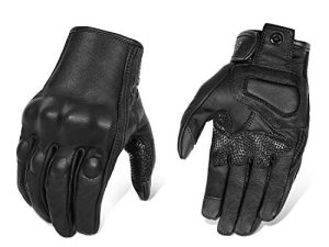 Updated Full Finger Men’s Leather Motorcycle Gloves Touchscreen & Armored Motorbike Gloves (Updated