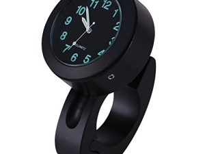 Universal Waterproof Motorcycle Handlebar Mount Clock Dial Watch Fit 7/8" & 1" Handlebar for Honda Yamaha Street Bike Black