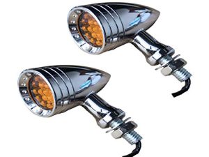 PACASK CNC Motorcycle Bullet LED Turn Signal Lights Blinker Indicator Front Rear Tail Light for Honda Yamaha Suzuki (Yellow Light