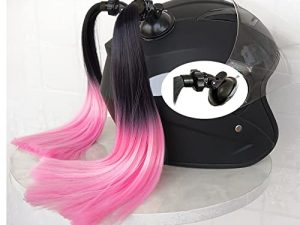 HHongJM 2PCS Helmet Pigtail Motorcycle Helmet Ponytail Bicycle Helmet Braids Hair Tails Used for Any Helmets/Suction Cup Reusable Design 2PCS(Helmet Not Included)