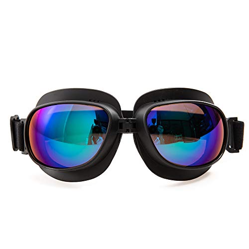 Evomosa Motorcycle Goggles Vintage Pilot Goggles Retro Motocross Goggle Outdoor Eyewear Sports Glasses for Half Helmet (Black frame Blue lens) Evomosa Motorcycle Goggles Vintage Pilot Goggles Retro Motocross Goggle Outdoor Eyewear Sports Glasses for Half Helmet (Black frame Blue lens)