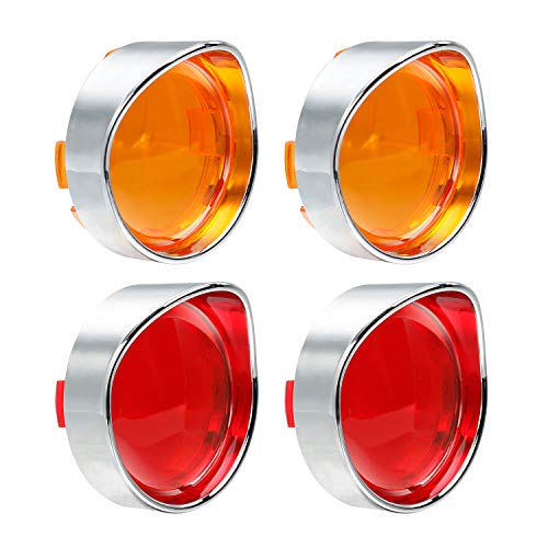 NTHREEAUTO Turn Signal Lens Cover with Chrome Visor Compatible with Harley Dyna Fatboy Softail Road Glide NTHREEAUTO Turn Signal Lens Cover with Chrome Visor Compatible with Harley Dyna Fatboy Softail Road Glide