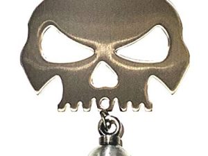 Kustom Cycle Parts Universal Polished Skull Bell Hanger With Bell - Bolt and Ring Included. Fits all Harley Davidson Motorcycles & More! Proudly MADE IN THE USA! (Gun Metal Bell)