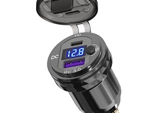 Motorcycle Power Adapter: Qidoe Waterproof Hella Din Plug to USB Adapter with ON-Off Switch 30W USB C PD3.0 Din USB 18W QC3.0 Quick Charge Aluminum Voltmeter Ducati Triumph BMW Motorcycle Accessories