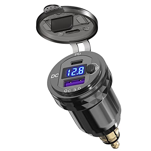 Motorcycle Power Adapter: Qidoe Waterproof Hella Din Plug to USB Adapter with ON-Off Switch 30W USB C PD3.0 Din USB 18W QC3.0 Quick Charge Aluminum Voltmeter Ducati Triumph BMW Motorcycle Accessories Motorcycle Power Adapter: Qidoe Waterproof Hella Din Plug to USB Adapter with ON-Off Switch 30W USB C PD3.0 Din USB 18W QC3.0 Quick Charge Aluminum Voltmeter Ducati Triumph BMW Motorcycle Accessories