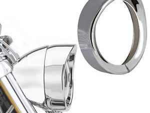 NTHREEAUTO 7" Headlight Trim Ring Head Lamp Visor Motorcycle Headlight Chrome Decorate Rings Compatible with Harley Softail Road King Touring Bikes (Chrome)