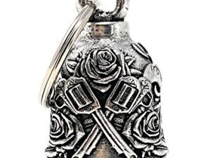 Guns and Roses Motorcycle Biker Bell Accessory or Key Chain for Luck