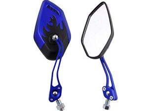ESUPPORT Blue Motorcycle Motorbike 8mm 10mm Rearview Side Mirror ATV Scooter Bike Flame Fire