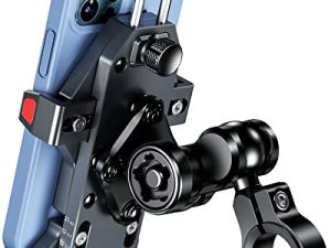 BRCOVAN Aluminum Alloy Motorcycle Phone Mount with Vibration Dampener & High-Speed Secure Lock