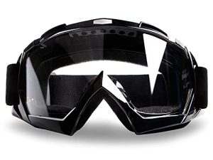 4-FQ Motorcycle Goggles Dirt Bike Goggles Motocross Goggles Windproof ATV Goggles Dustproof Racing GogglesScratch Resistant Ski Goggles Protective Safety Glasses PU Resin (Black frame+Clear lens)