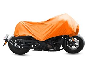 X AUTOHAUX Motorcycle Cover Lightweight Half Cover Outdoor Waterproof Rain Dust Protector Orange M Size for Most Full Dress Touring Cruiser