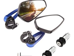 DREAMIZER Universal Motorcycle Rear View Mirrors - 7/8" Handle Bar End Motorcycle Mirrors for Standard Bike Sport Bike Dirt Bike Naked Bike - BLUE
