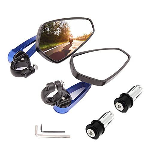 DREAMIZER Universal Motorcycle Rear View Mirrors - 7/8" Handle Bar End Motorcycle Mirrors for Standard Bike Sport Bike Dirt Bike Naked Bike - BLUE DREAMIZER Universal Motorcycle Rear View Mirrors - 7/8" Handle Bar End Motorcycle Mirrors for Standard Bike Sport Bike Dirt Bike Naked Bike - BLUE