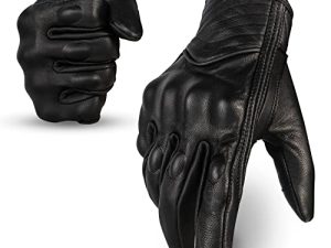 Harssiney Leather Motorcycle Gloves for Men