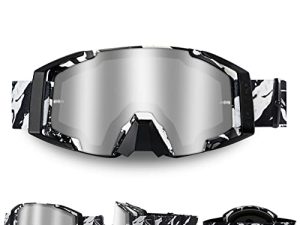 Motocross Goggles Dirt Bike Goggles Atv Goggles with Anti Fog Cloth Protection Safety Riding Glasses OTG Motorcycle Goggles for Men Women Youth (Black & Grey)