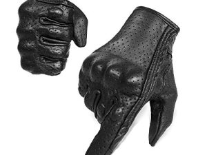 Full finger Goat Skin Leather Touch Screen Motorcycle Gloves Men/Women S