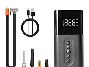 Usetify Tire Inflator Portable Air Compressor Air Pump for Car Tires [Fast Inflate 150PSI] Easy to Use [6000mAh Strong Power] [Accurate Tire Pressure Gauge] LED Light for Car Bike Motorcycle Ball