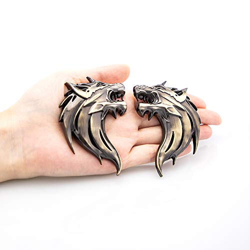 CARRUN 2pcs 3D Wolf Head Metal Emblem Car Motorcycles Side Fender Rear Styling Emblem Badge Decal (Gold) CARRUN 2pcs 3D Wolf Head Metal Emblem Car Motorcycles Side Fender Rear Styling Emblem Badge Decal (Gold)