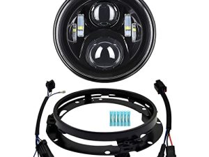 AlyoNed 7 inch Motorcycle LED Headlight DOT Lamp Kit with Mounting Bracket Compatible with Harley Davidson Fatboy Street Glide Heritage Softail Road King Switchback Electra Glide Ultra Classic Black