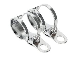 ANKIA 1 Pair Universal Metal Motorcycle Turn Signal Indicator Light Bulb Lamp Mounting Brackets Clamp Holder Support for 30-45mm Front Fork Accessories (Turn Signal Brackets-White)