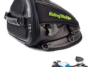 Motorcycle Tail Bag Riding Tribe Motorcycle Seat Bag Waterproof PU Leather Luggage Carry Bag Tool Storage Bag for Honda Yamaha Suzuki Kawasaki Harley