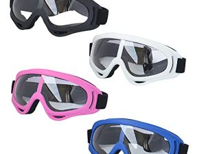 LJDJ Motorcycle Goggles - Glasses Set of 4 - Dirt Bike ATV Motocross Adjustable UV 400 Outdoor Sports Tactical Dust-Proof Combat Military Glasses for Kids