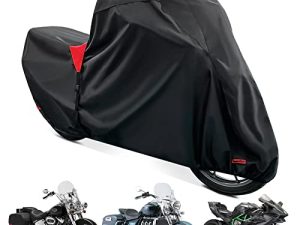 XYZCTEM 18-Layers Premium Motorcycle Cover Waterproof All Weather Weatherproof UV Sun Protection Snow Dust Storm High Heat Resistant Durable Lock-Holes & Side Zip & Storage Bag Fits up to 116" Motors